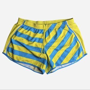 Nike Dri-Fit Shorts Athletic Striped Yellow / Green and Blue Women's Size XL